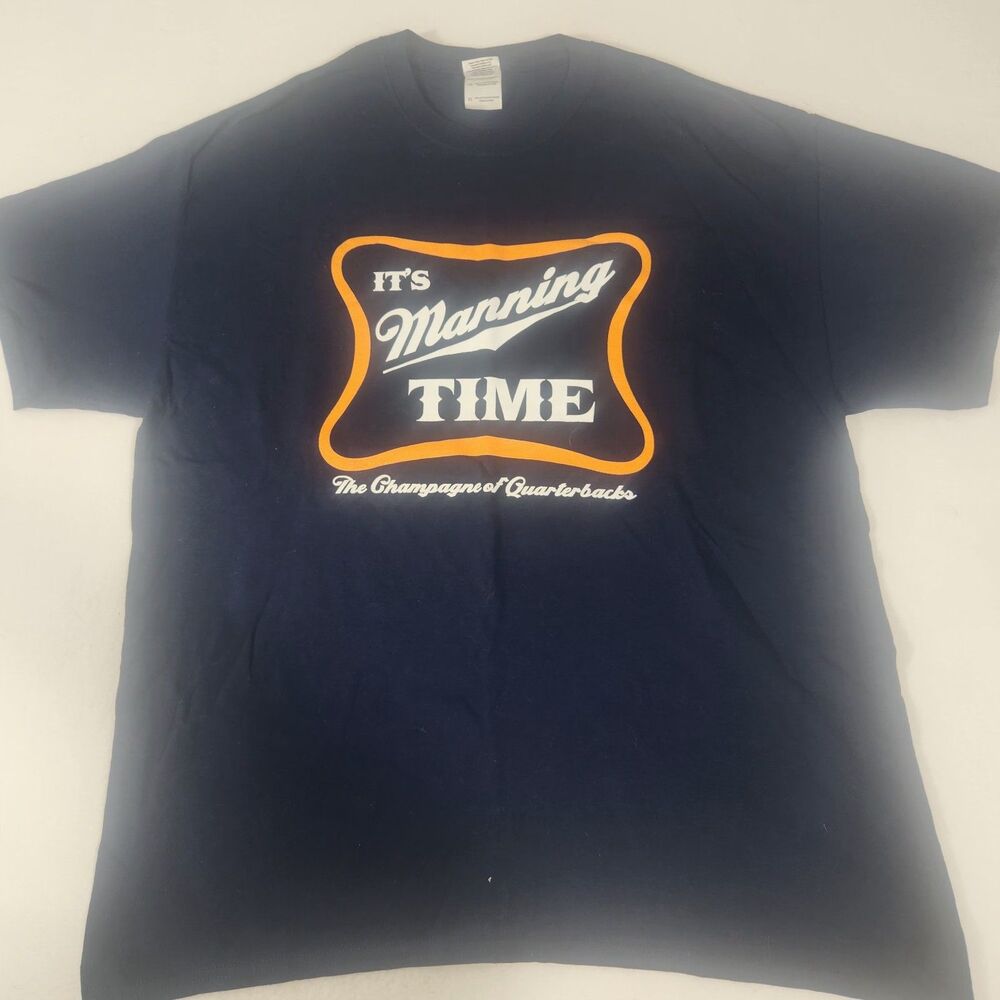 Football Manning  The Champagne of Quarterbacks Blue Tee Shirt NFL Size XL